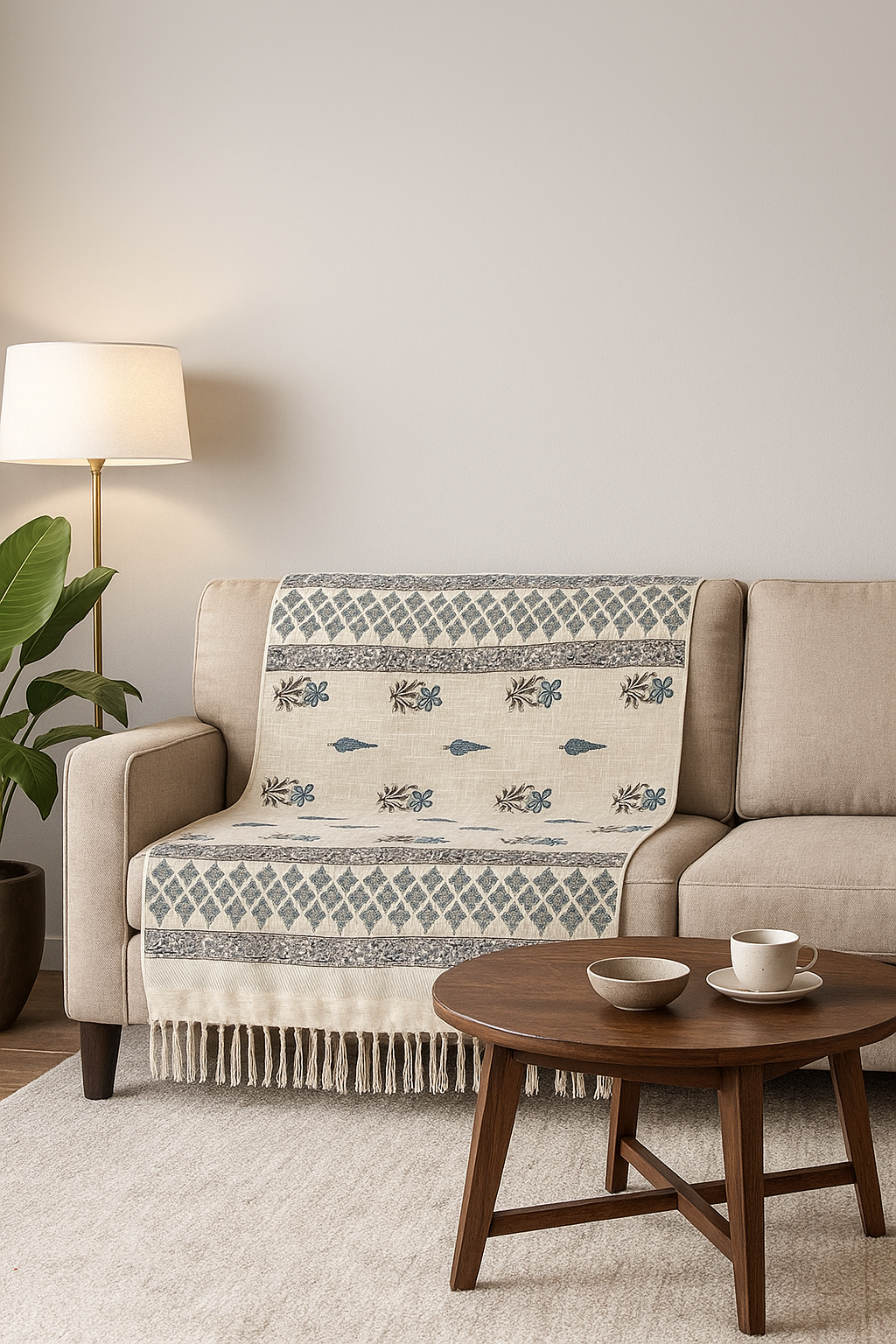Block Printed Sofa Throw