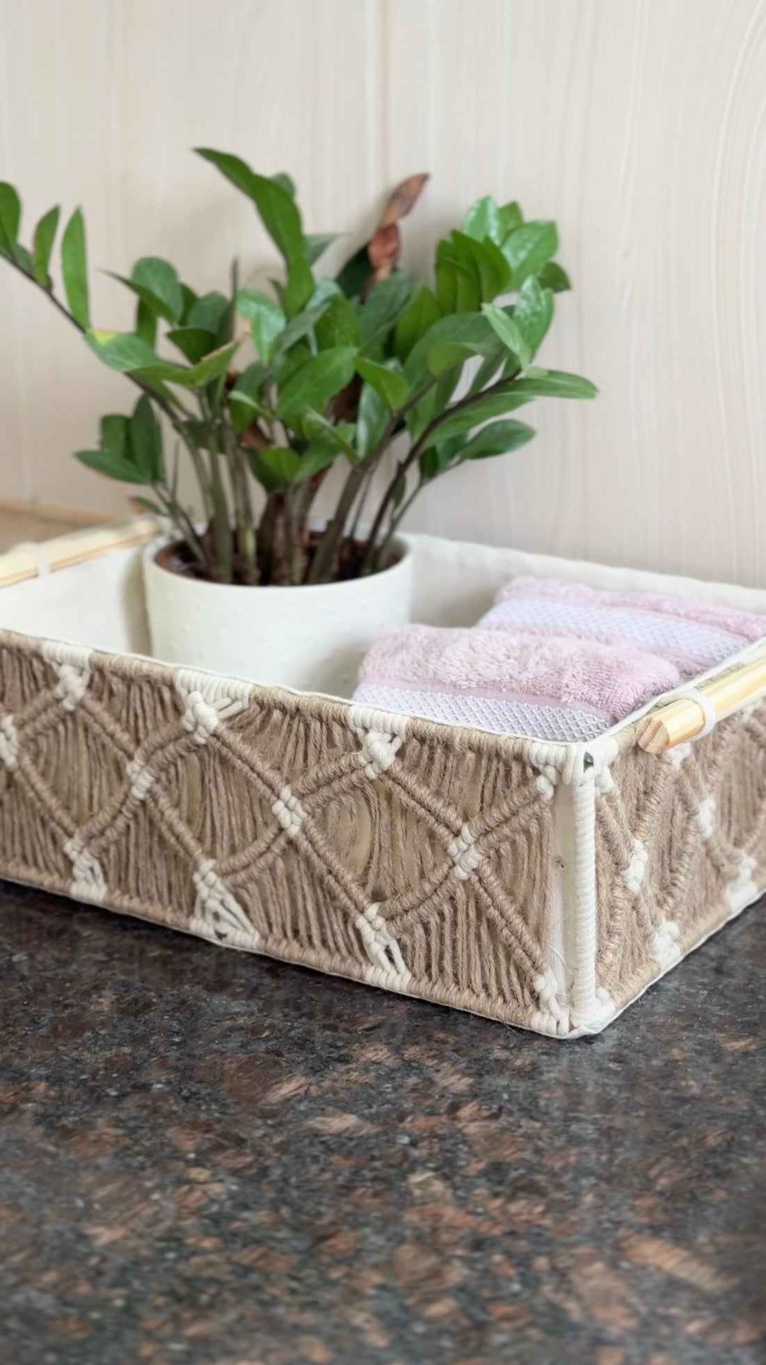 Macrame and Jute Organiser Set of 3 Baskets( 2 small +1 Large)