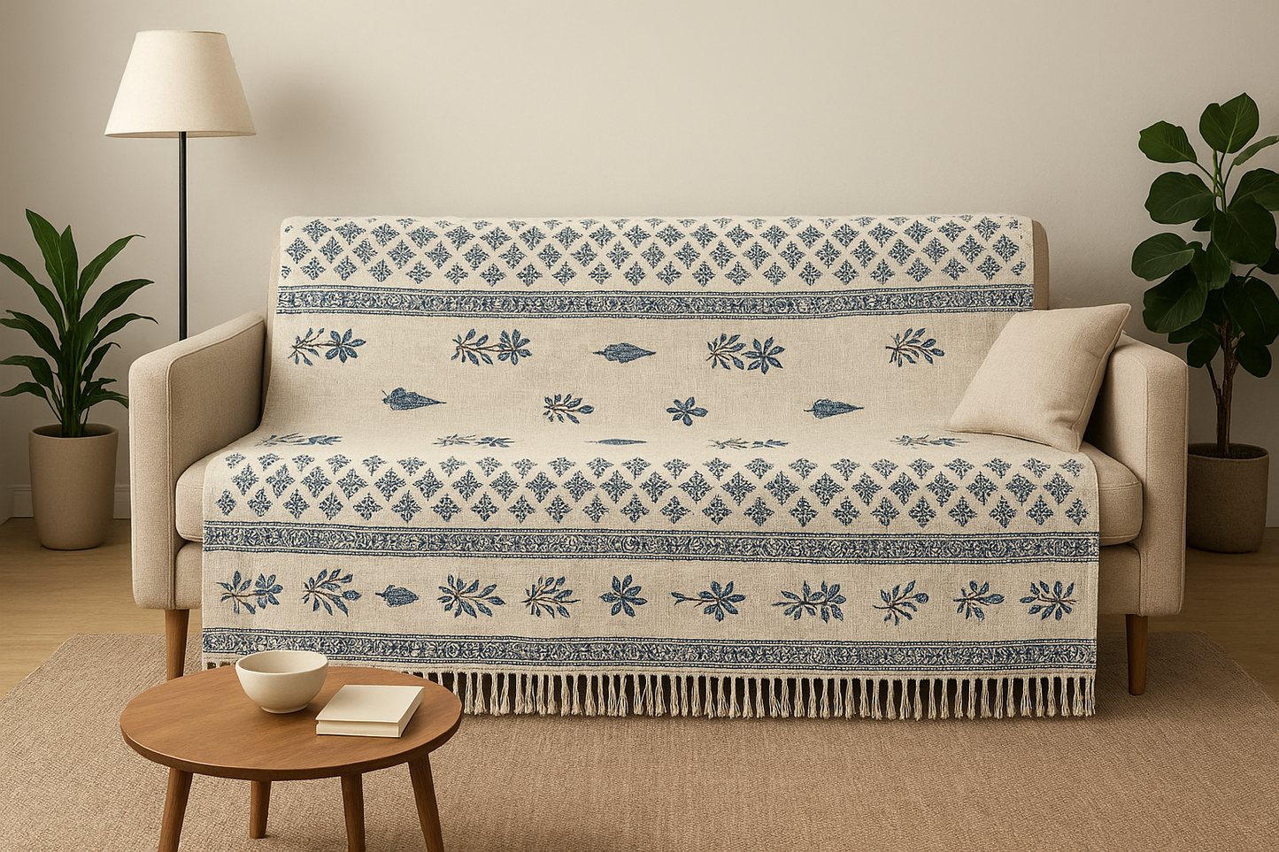 Block Printed Sofa Throw