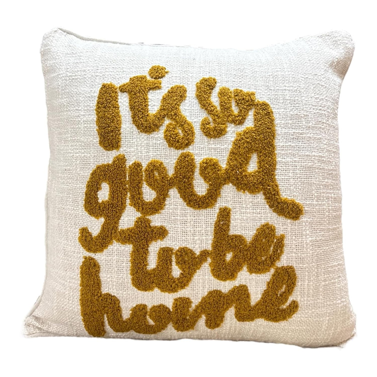 Prista Handcrafted Aesthetic Cushion Cover for Sofa & Living Room | Handcrafted Designer Cushion Cover for Bedroom & Home Décor – 16x16 Inch | Quoted Its So Good to be Home (Off White and Mustard)