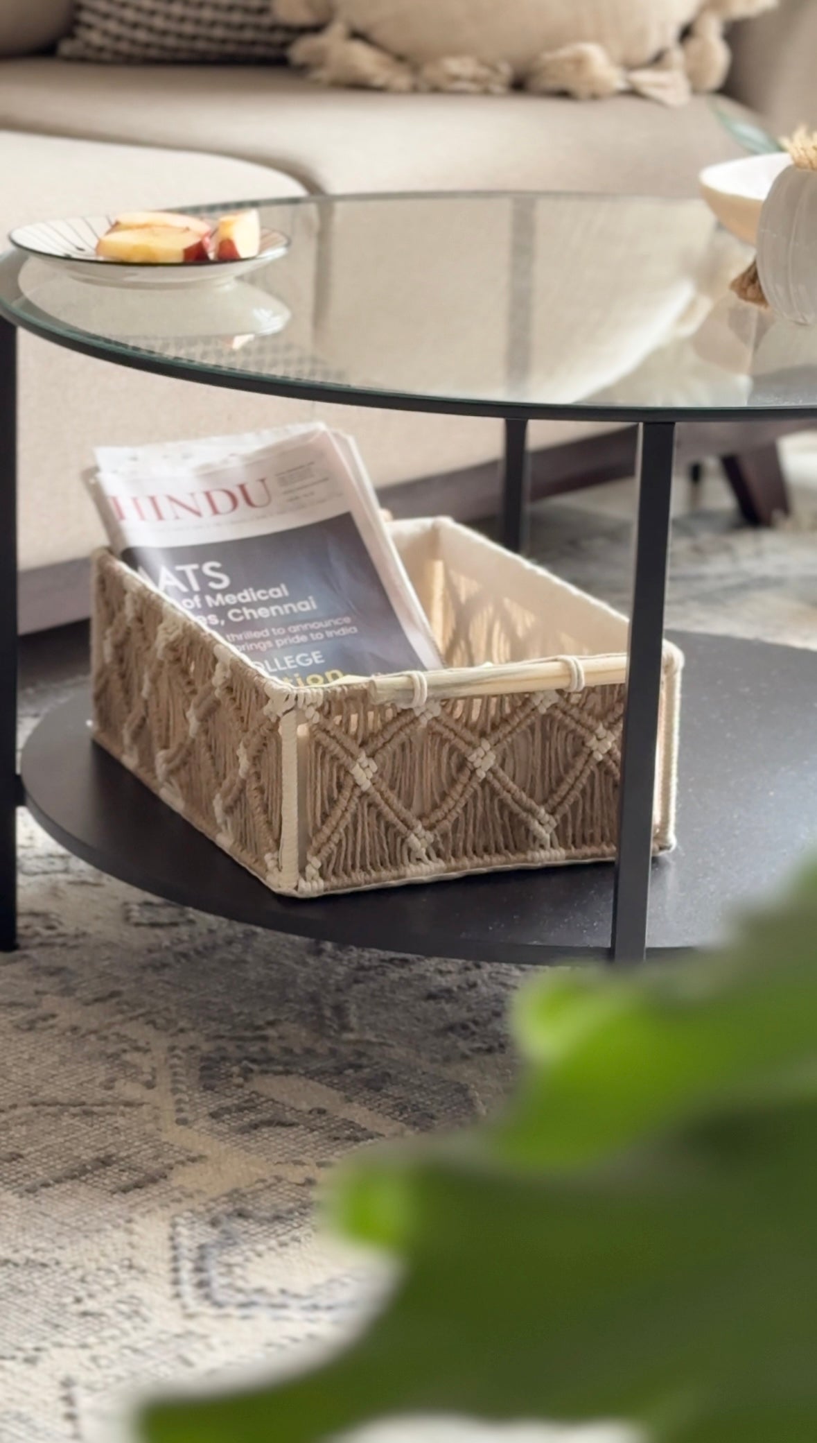 Macrame and Jute Organiser Set of 3 Baskets( 2 small +1 Large)