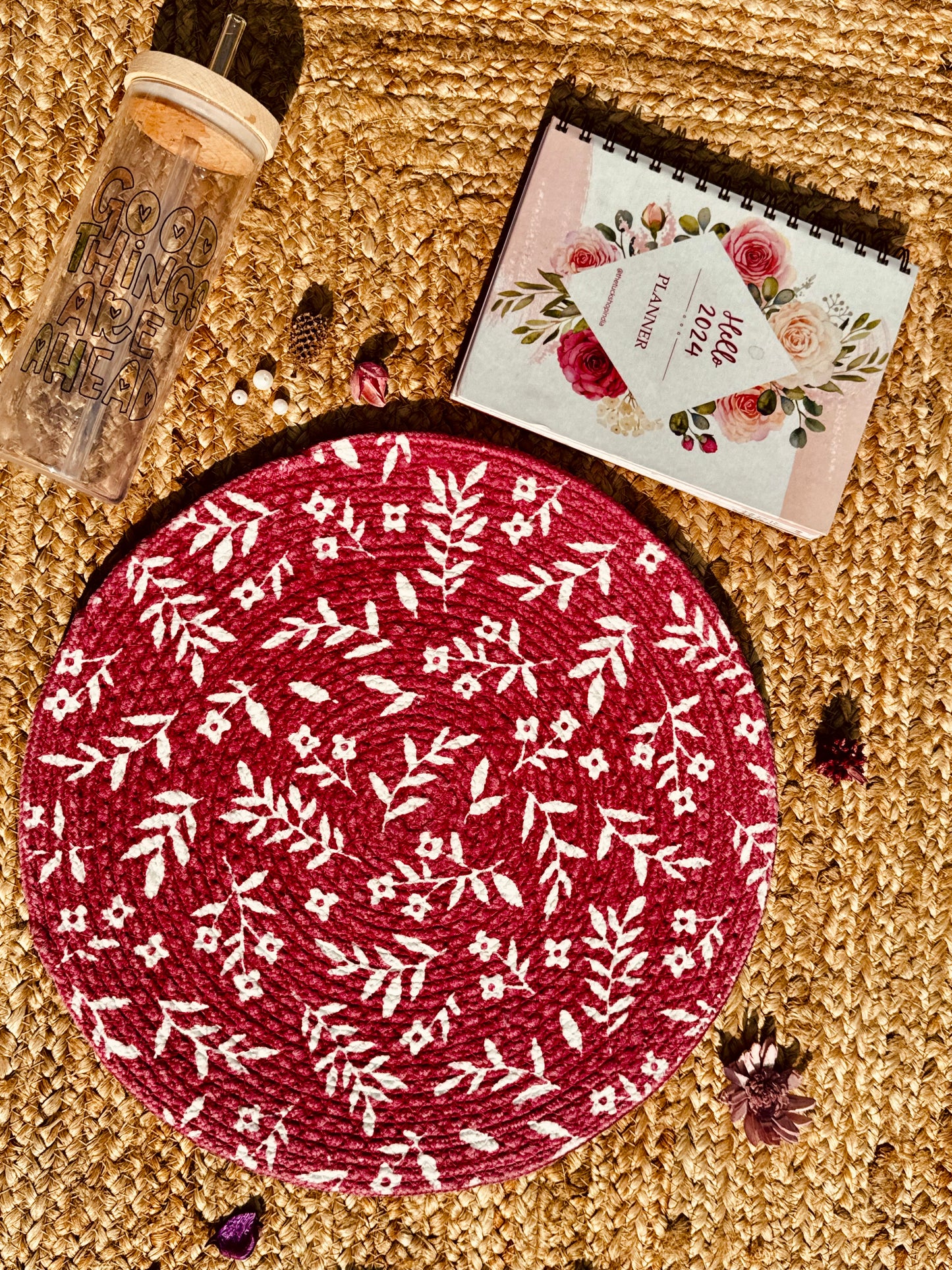 Berry Blossom (rose pink color digital printed placemat)