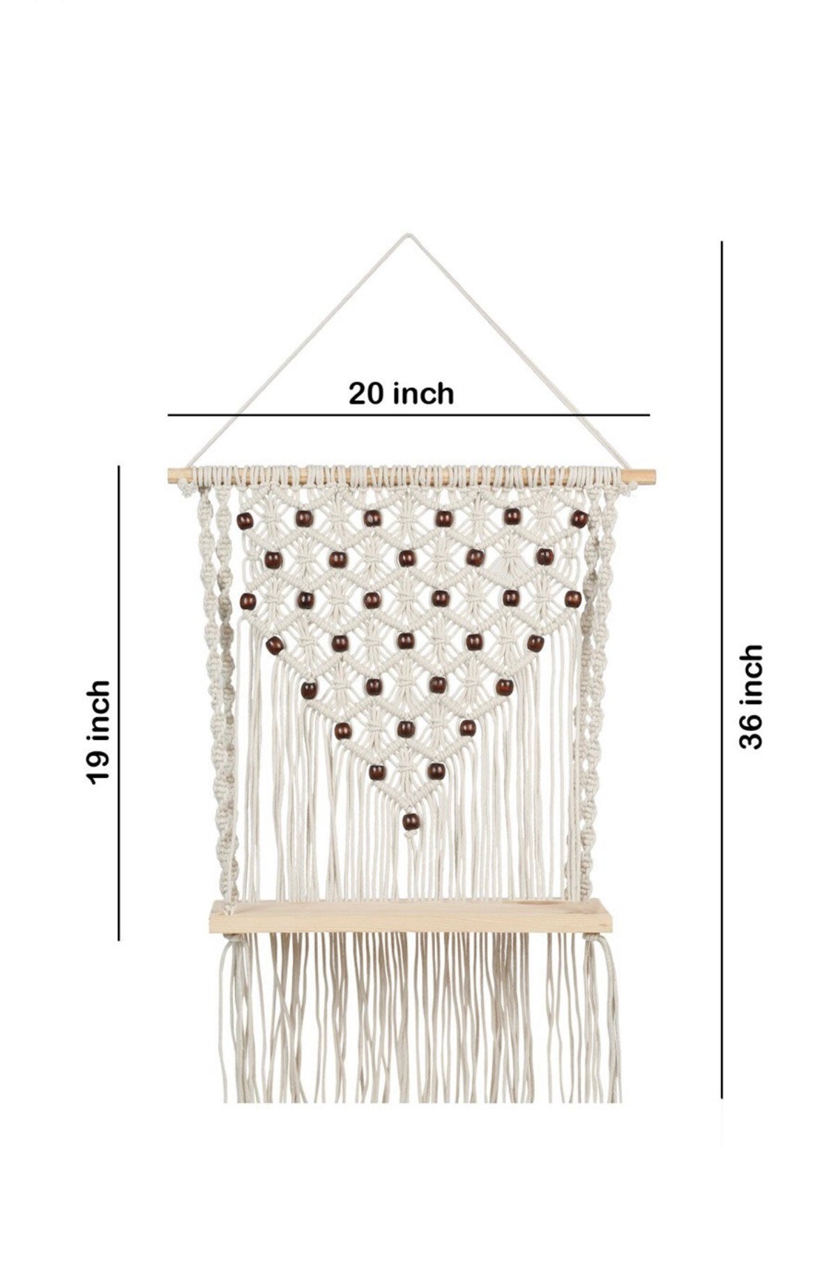 Macrame Beaded Wall Hanging with shelf