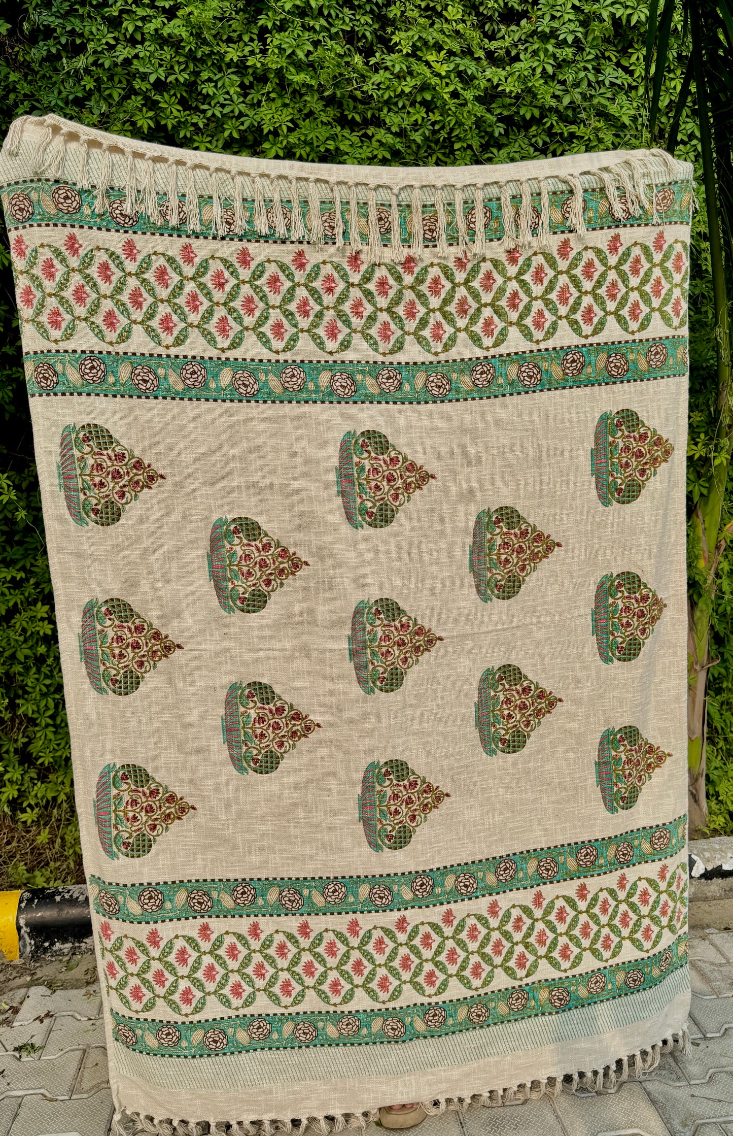 Ethnic design handcrafted block printed cotton throw