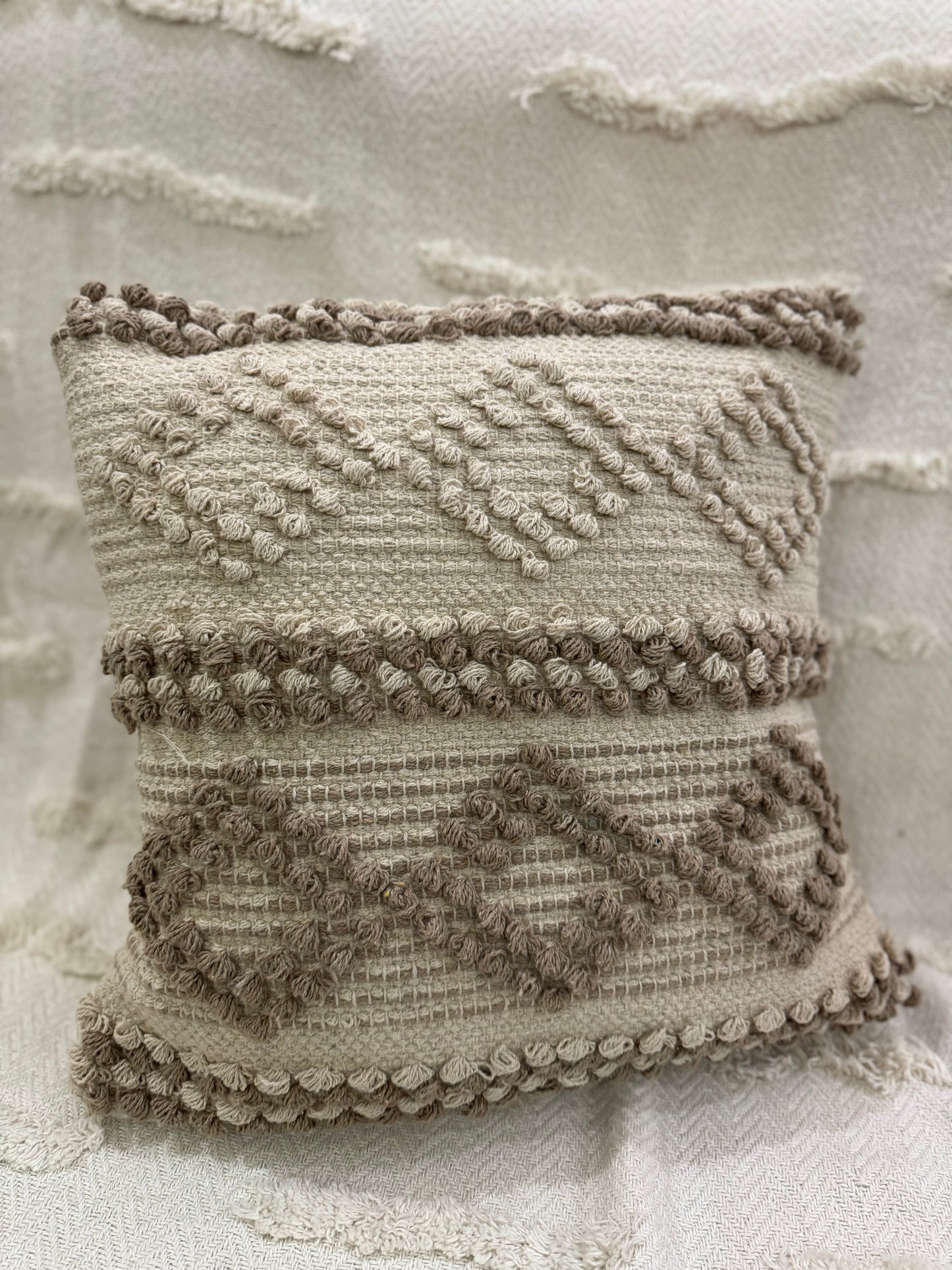 Handwoven Knotted cushion cover 16 x 16 inch