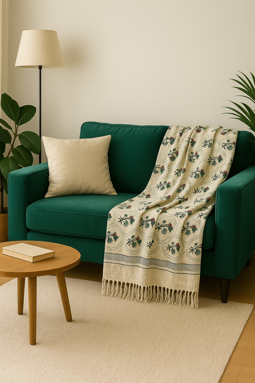 Floral Handcrafted Block Printed Cotton Throw
