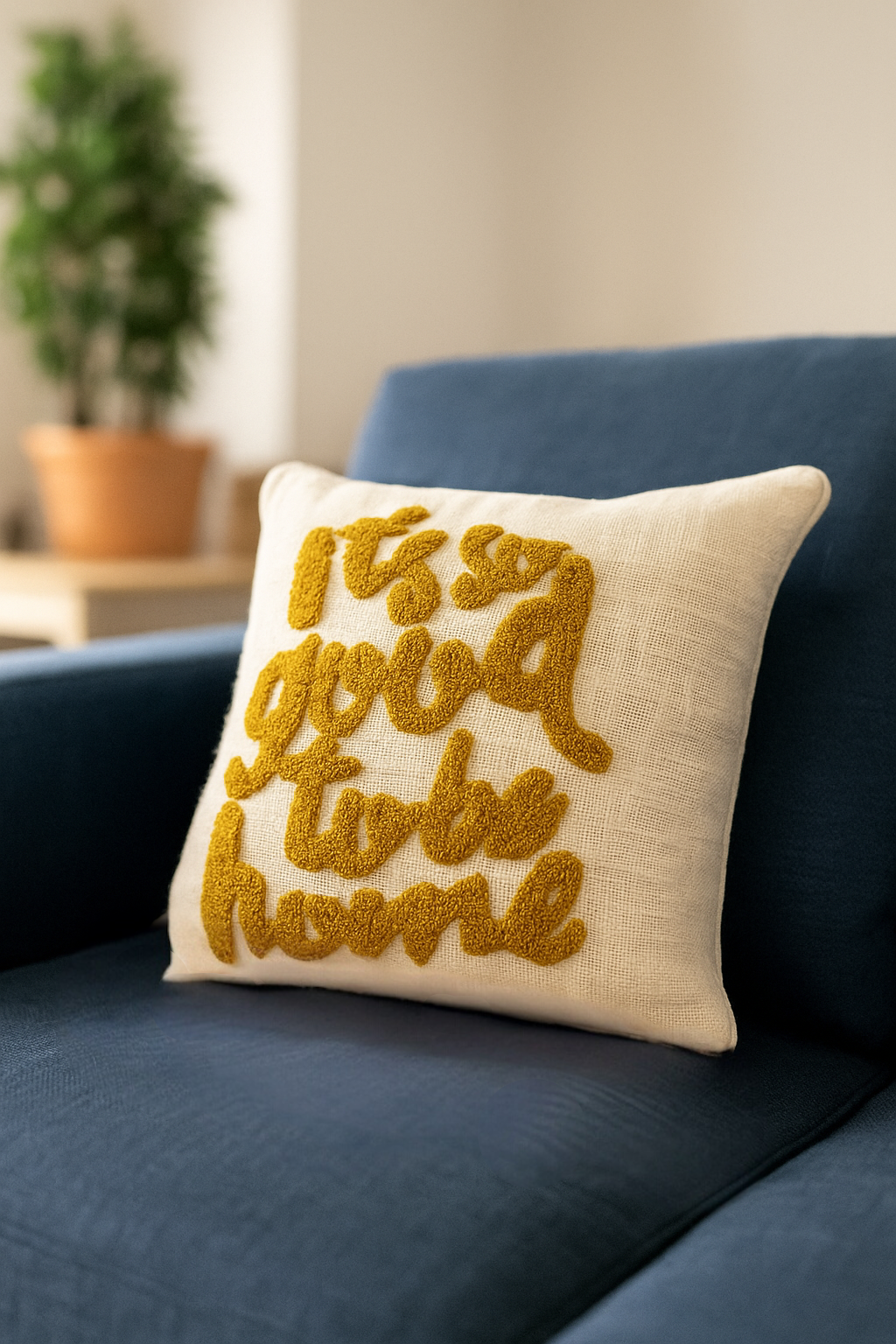 Golden comfort Embroidered Cushion Cover- Its so good to be home