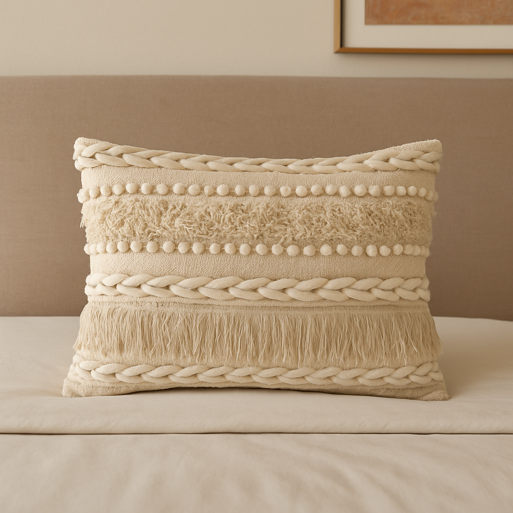 Eco-friendly white lumbar cushion cover for sofa and bed