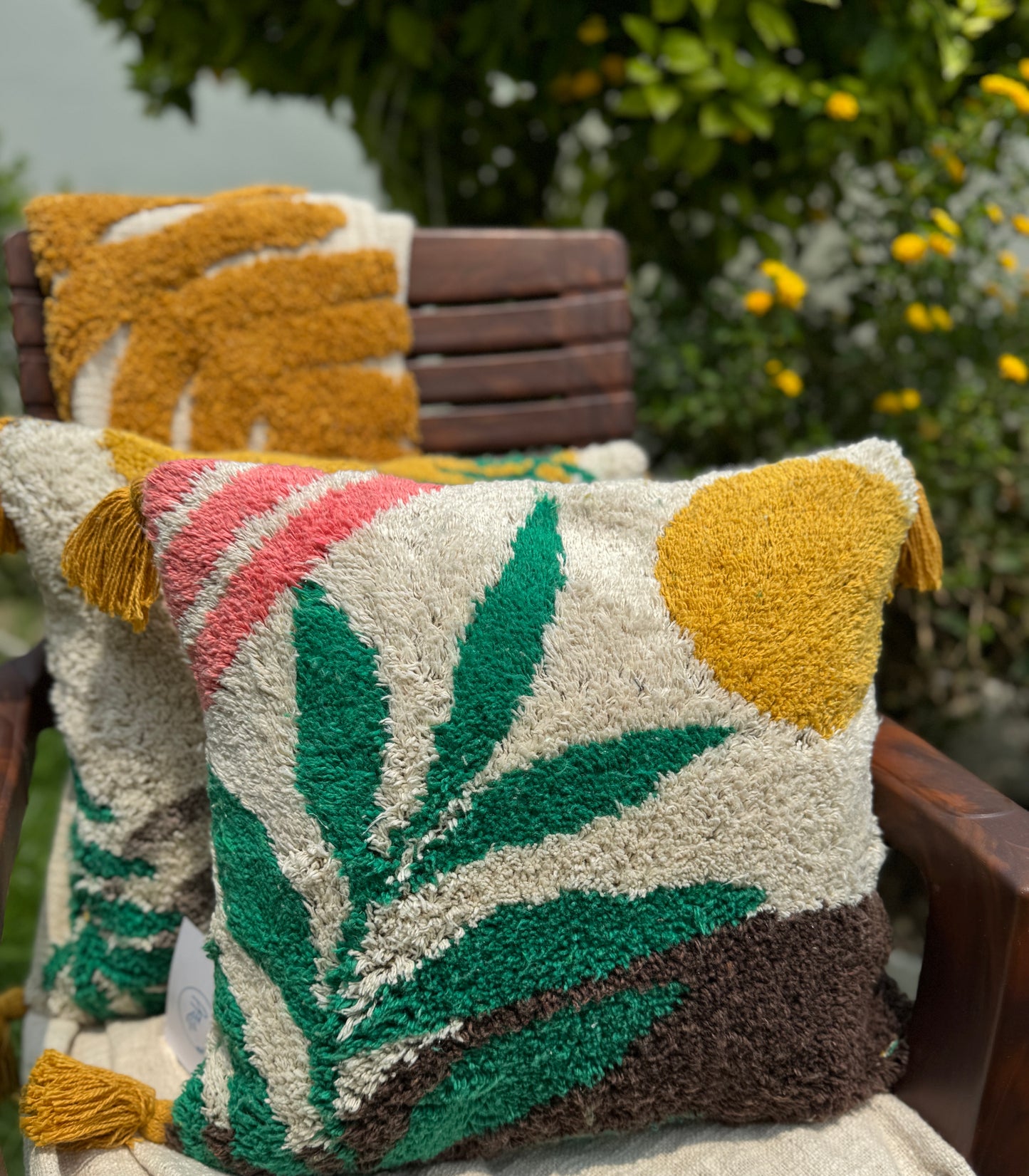 Sunset Groove fully tuffted cushion cover 16X16 inch( 40 cm x 40 cm)