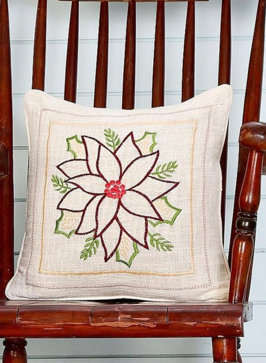 Flower Embroidered Cushion Cover 16 inch X 16 inch