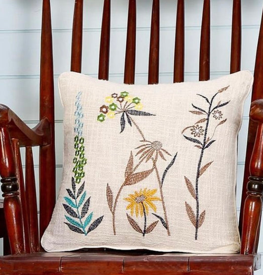 Multi colored Embroidered Cushion Cover 16 inch X 16 inch