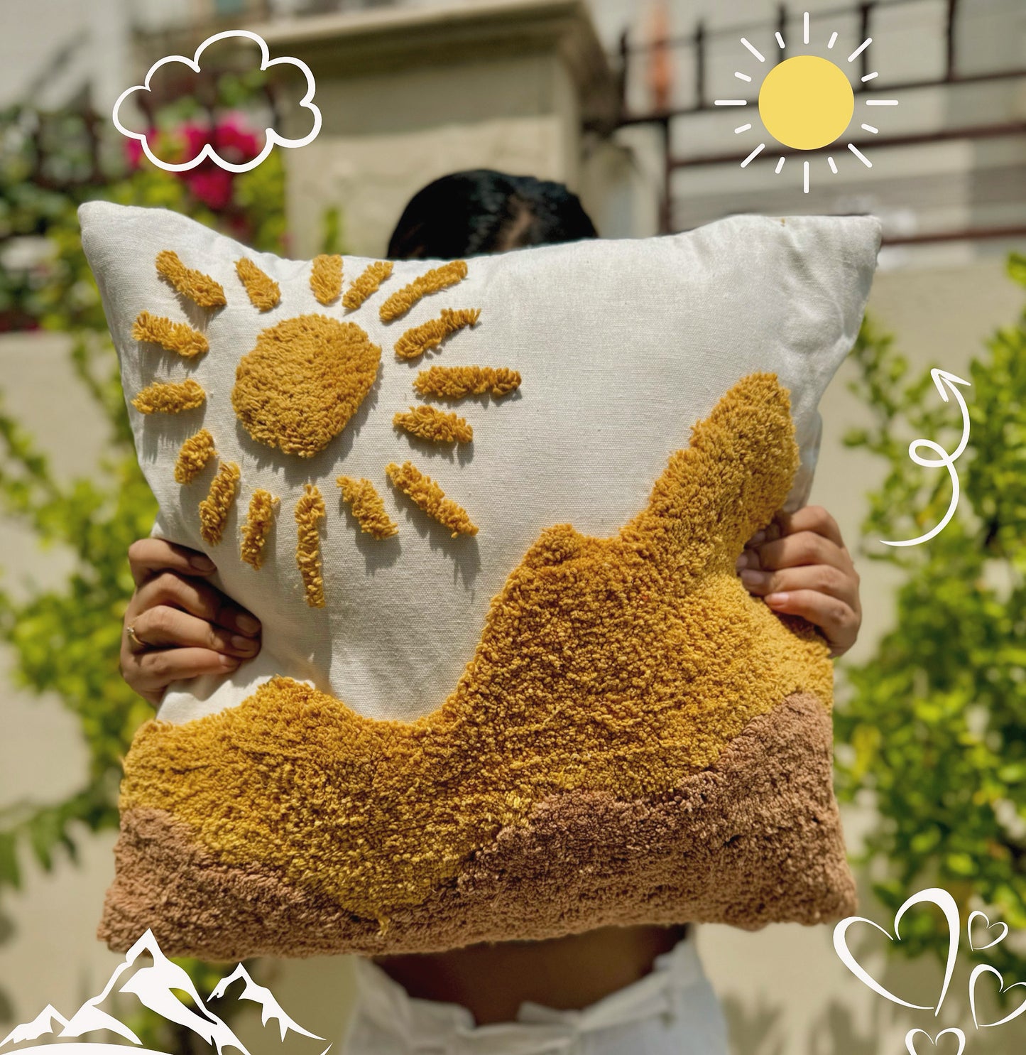 Sunshine and Mountain cushion cover 18 X 18 inch