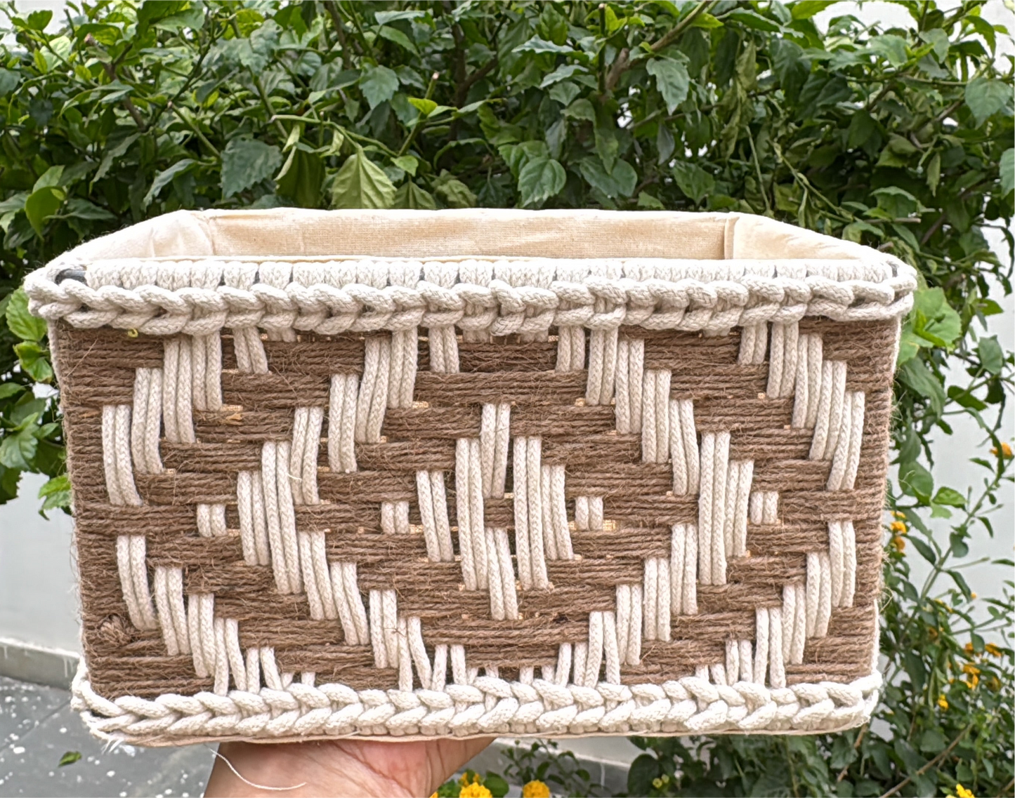 Patterned jute and cotton Organiser Set