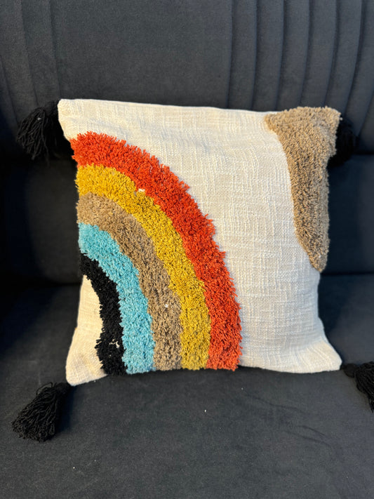 Multicolored Tufted cushion cover 16 X 16 inch