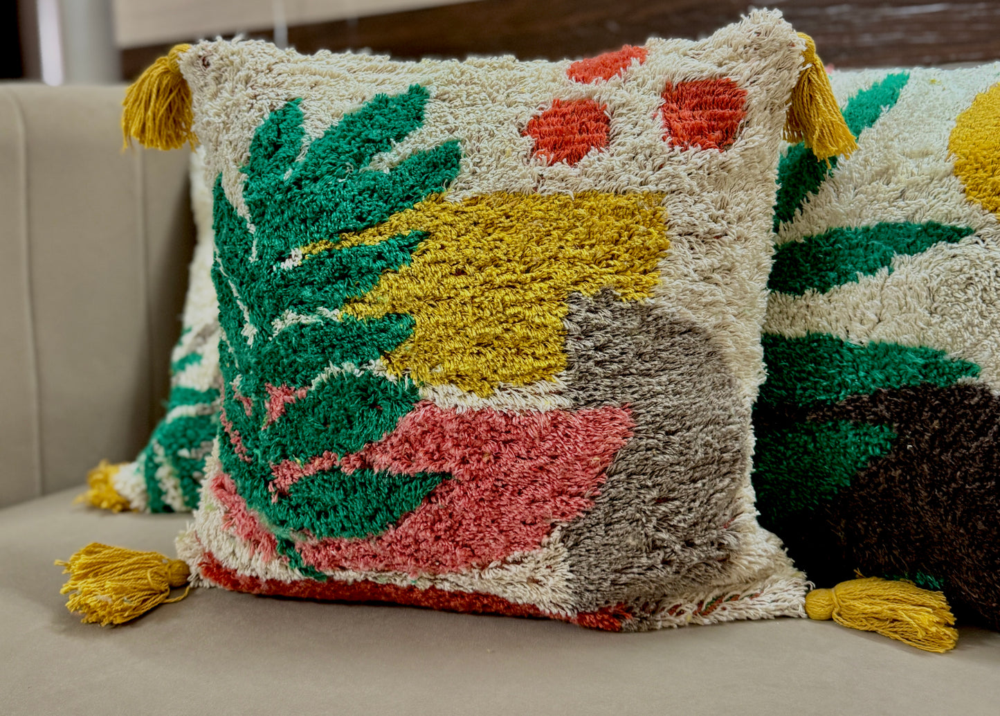 Tropic Tapestry fully tuffted cushion cover 16X16 inch( 40 cm x 40 cm)