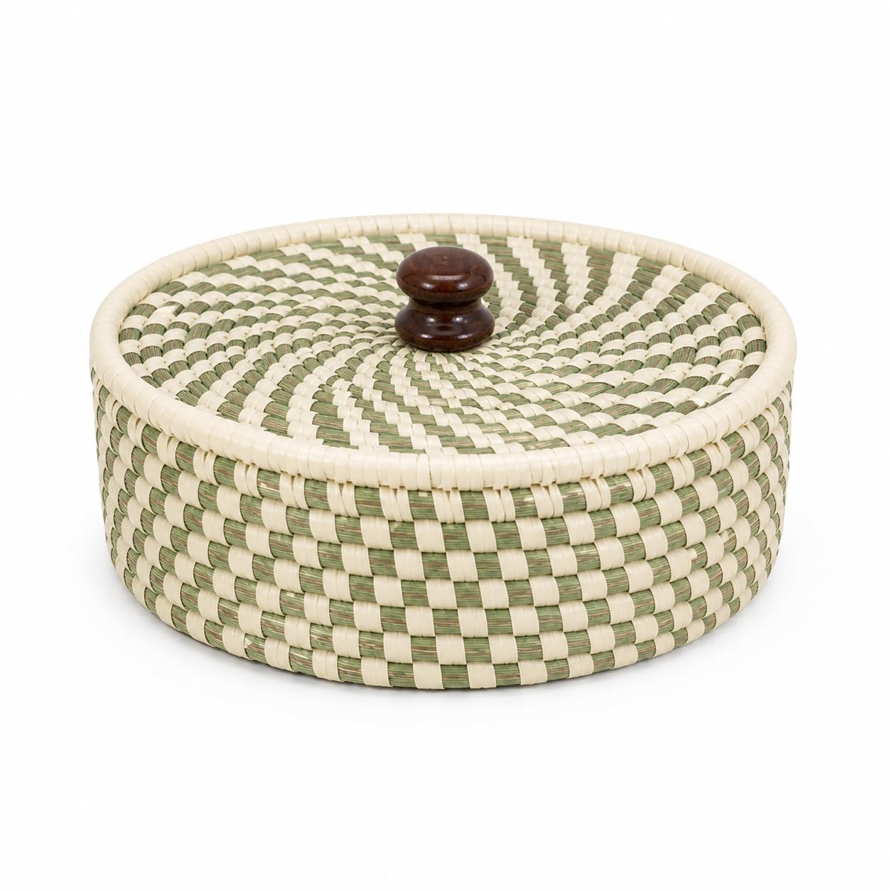 Handcrafted Sabai Grass Roti Box with Lid | Eco-Friendly Chapati Storage Basket for Kitchen | Natural Insulated Roti/Chapati Box with Wooden Knob – Keeps Rotis Warm (Red)