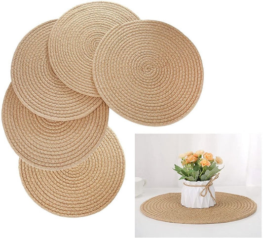 Beige jute braided dinning table mats( pack of 6)