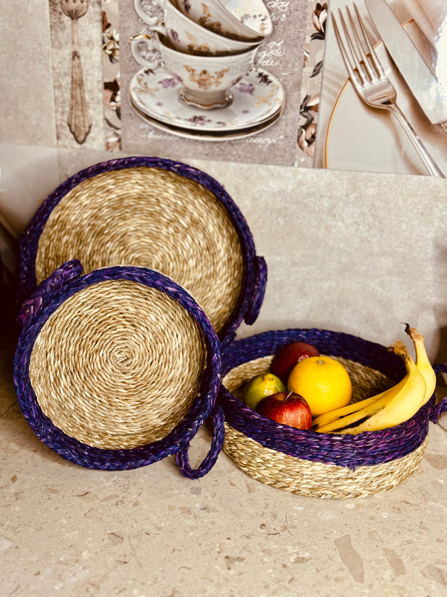 Vivid Sabai Grass Basket (set of three)