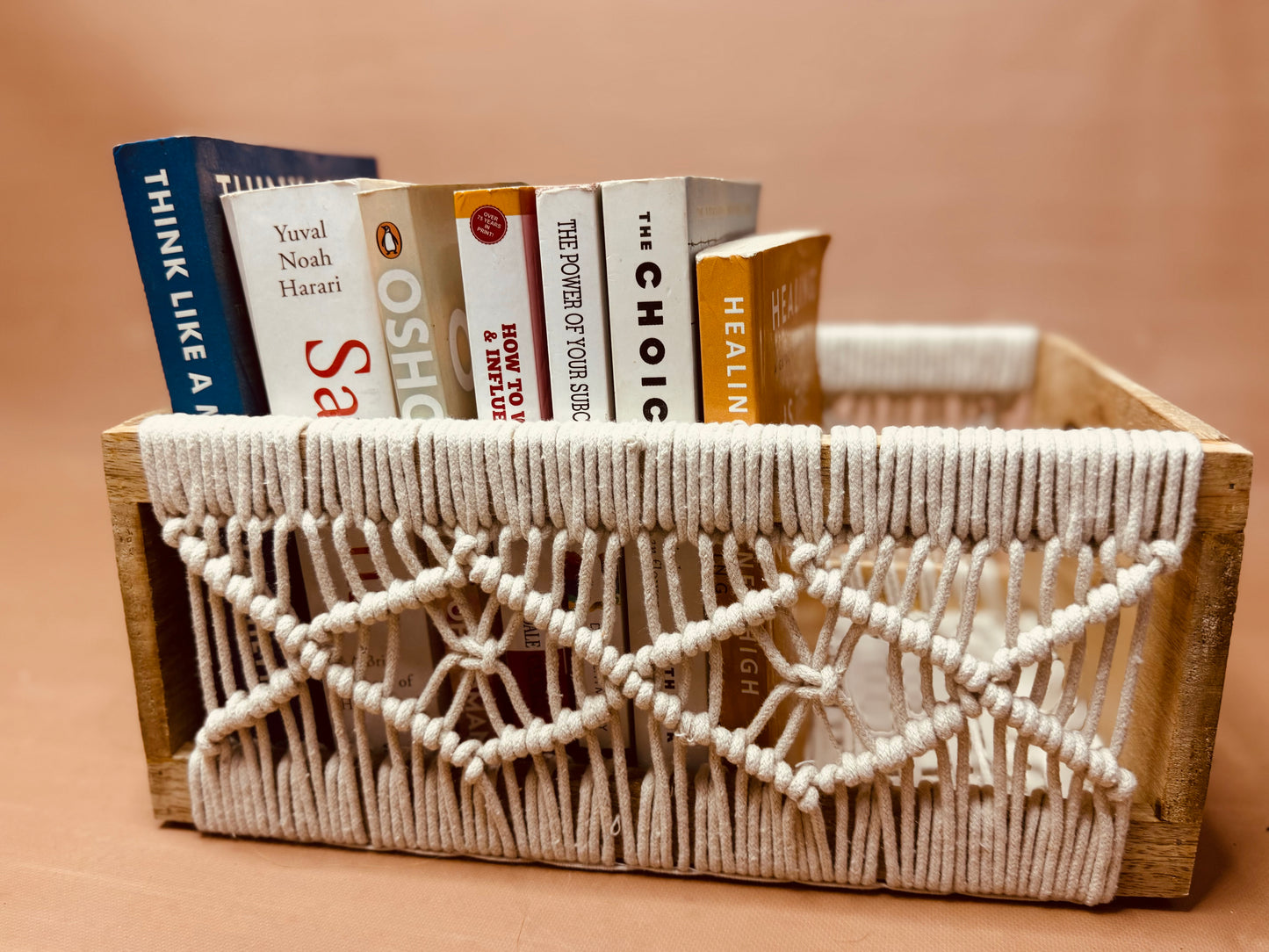 Macrame Wooden Organiser Basket( Small)