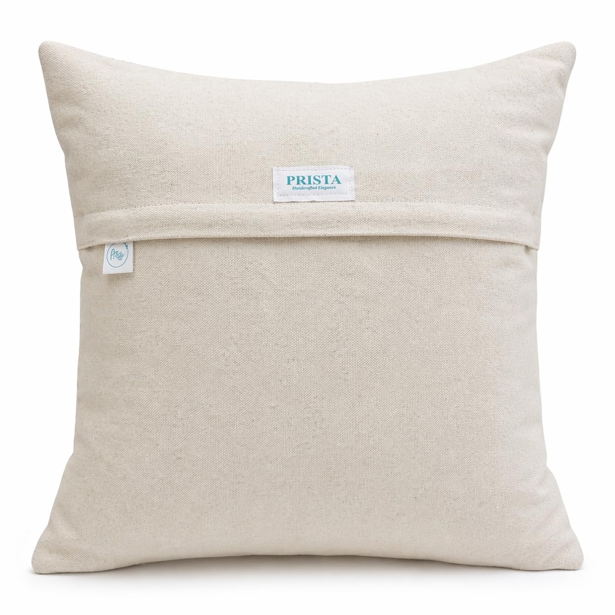 Prista Embroidered Cushion Cover 16x16 Inch | Decorative Textured Throw Pillow Cover for Sofa, Living Room & Bedroom | Cotton Slub Cushion Cover | Boho Home Decor | 40 x 40 cm (1, Golden Bloom)
