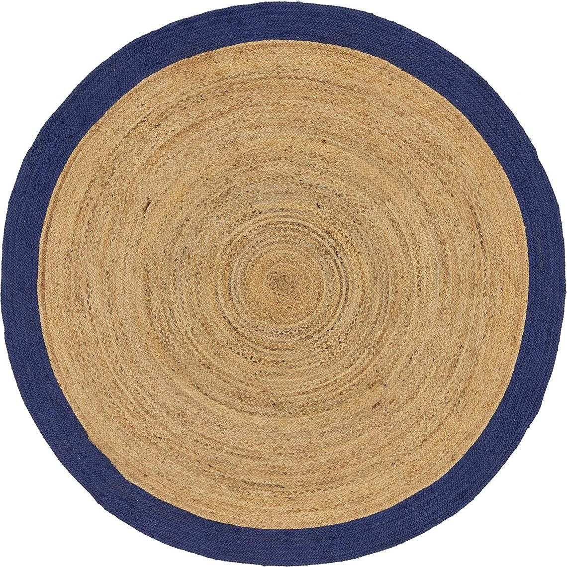 Round jute rug with Blue border( 3ft)