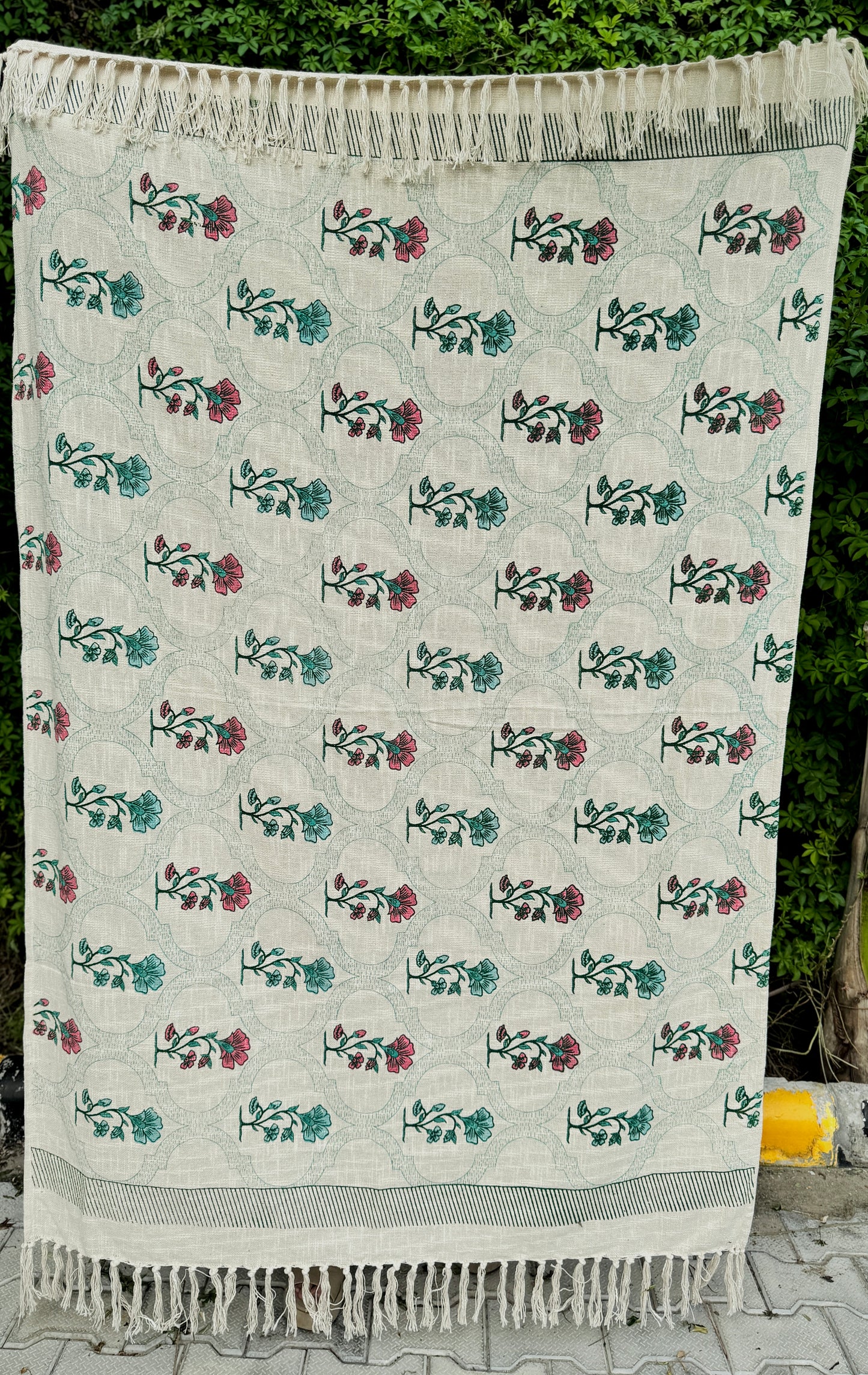 Floral Handcrafted Block Printed Cotton Throw