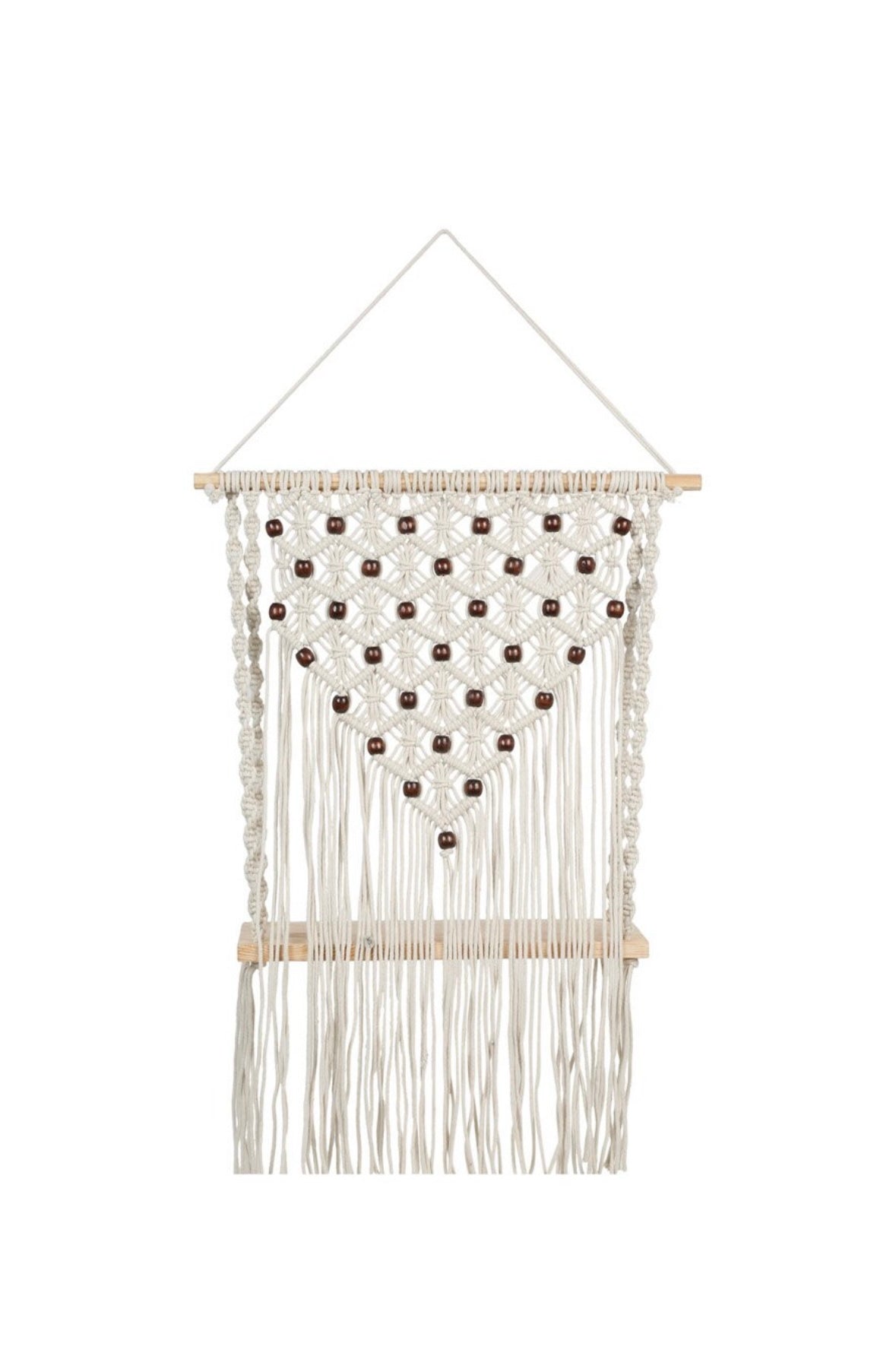 Macrame Beaded Wall Hanging with shelf