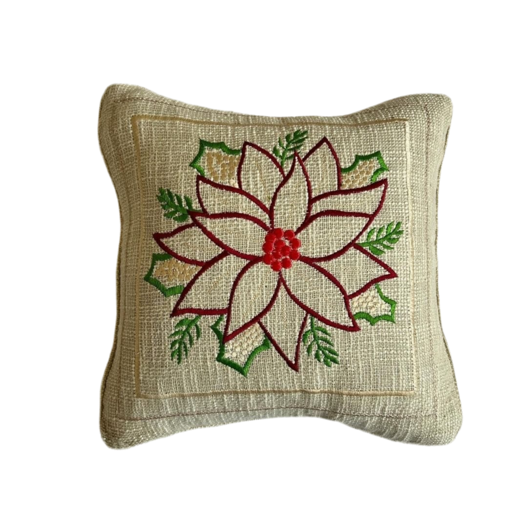 Flower Embroidered Cushion Cover 16 inch X 16 inch