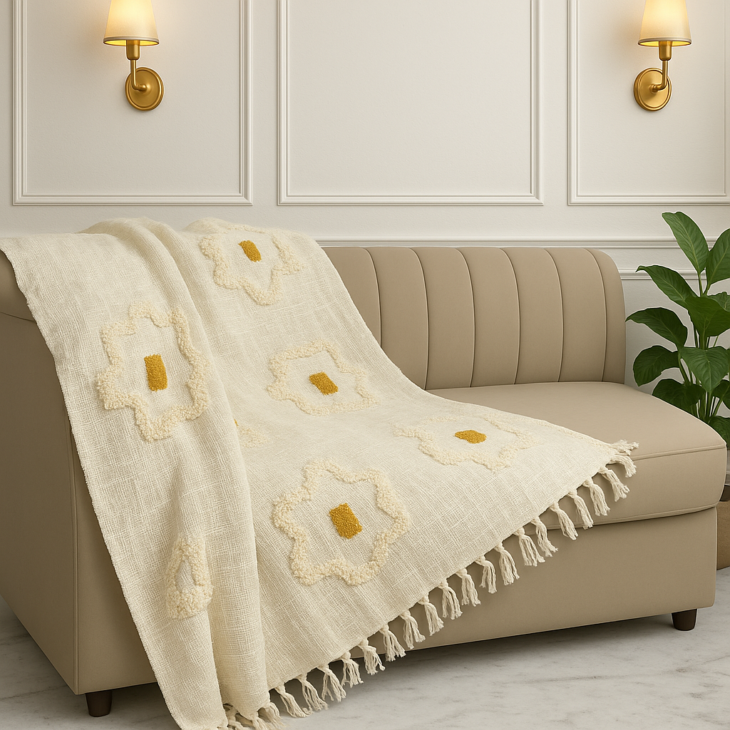 Floral Tufted Sofa Throw
