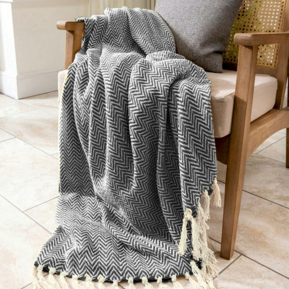 Chevron 100% cotton sofa throw