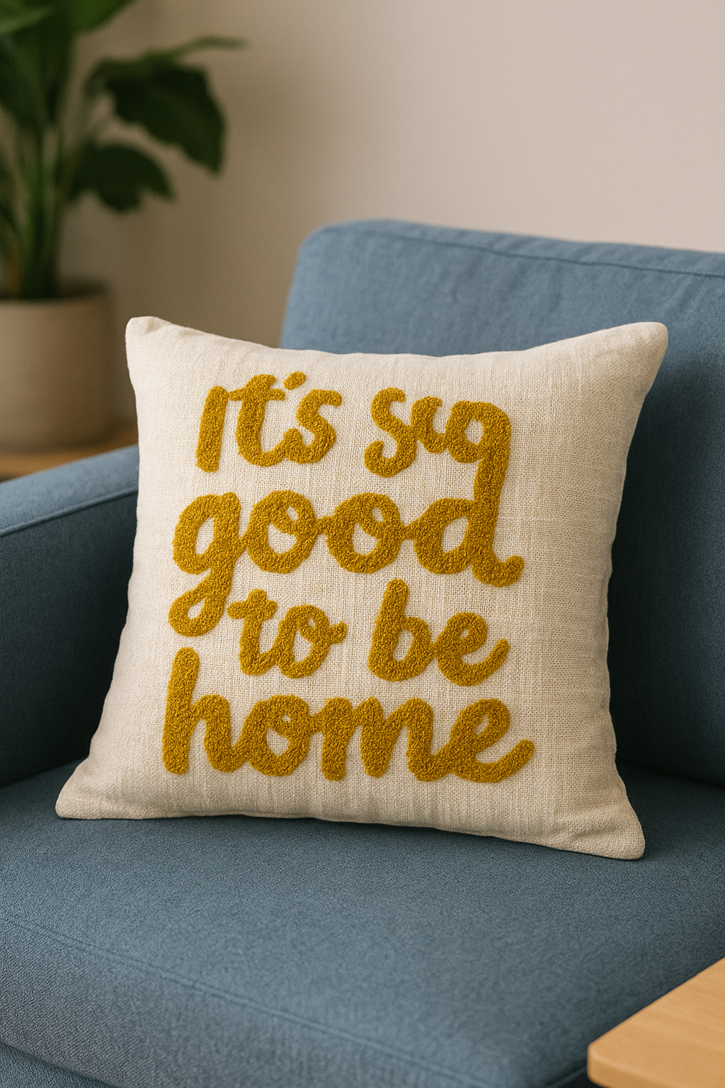 Golden comfort Embroidered Cushion Cover- Its so good to be home