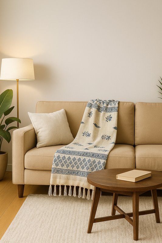 Block Printed Sofa Throw