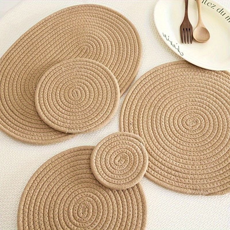 Beige jute braided dinning table mats( pack of 6)