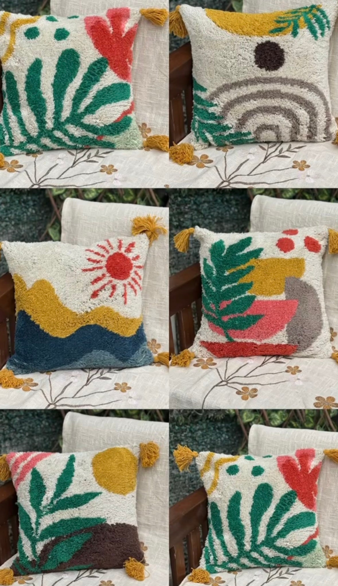 Tropic Tapestry fully tuffted cushion cover 16X16 inch( 40 cm x 40 cm)