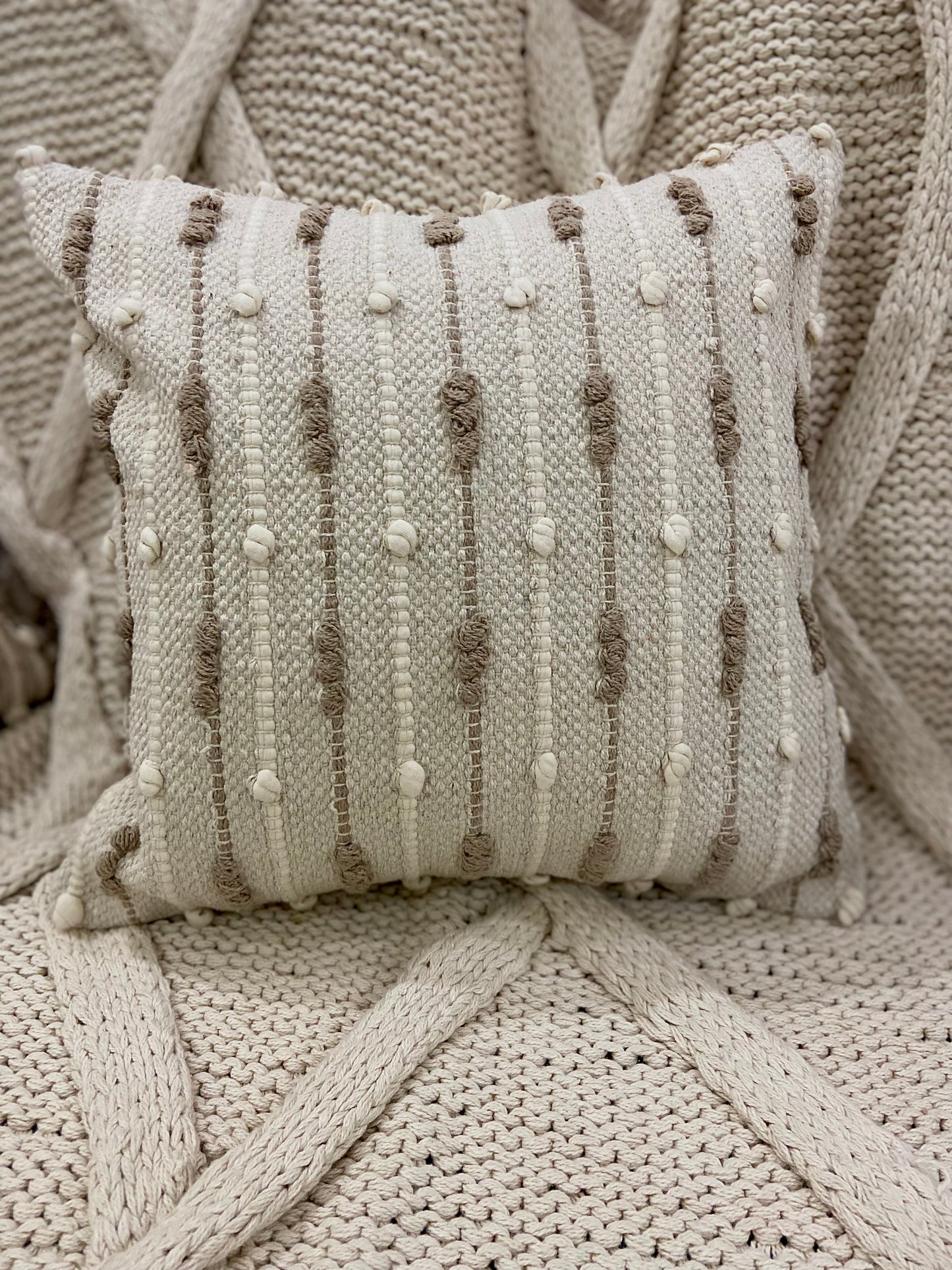 Boho Beige cushion cover 16 x 16 inch