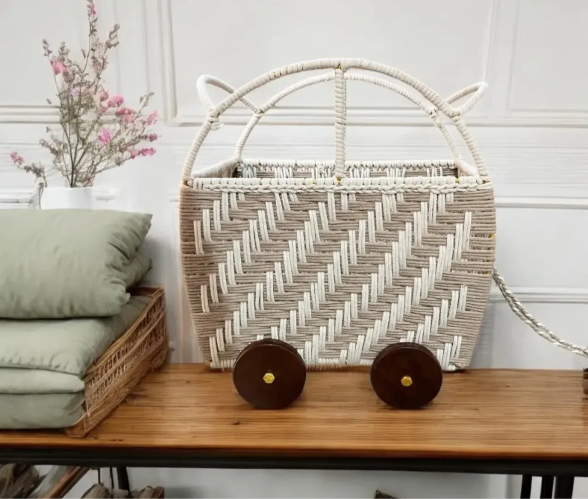 Eco-friendly toy basket for kids’ room décor with artisan design