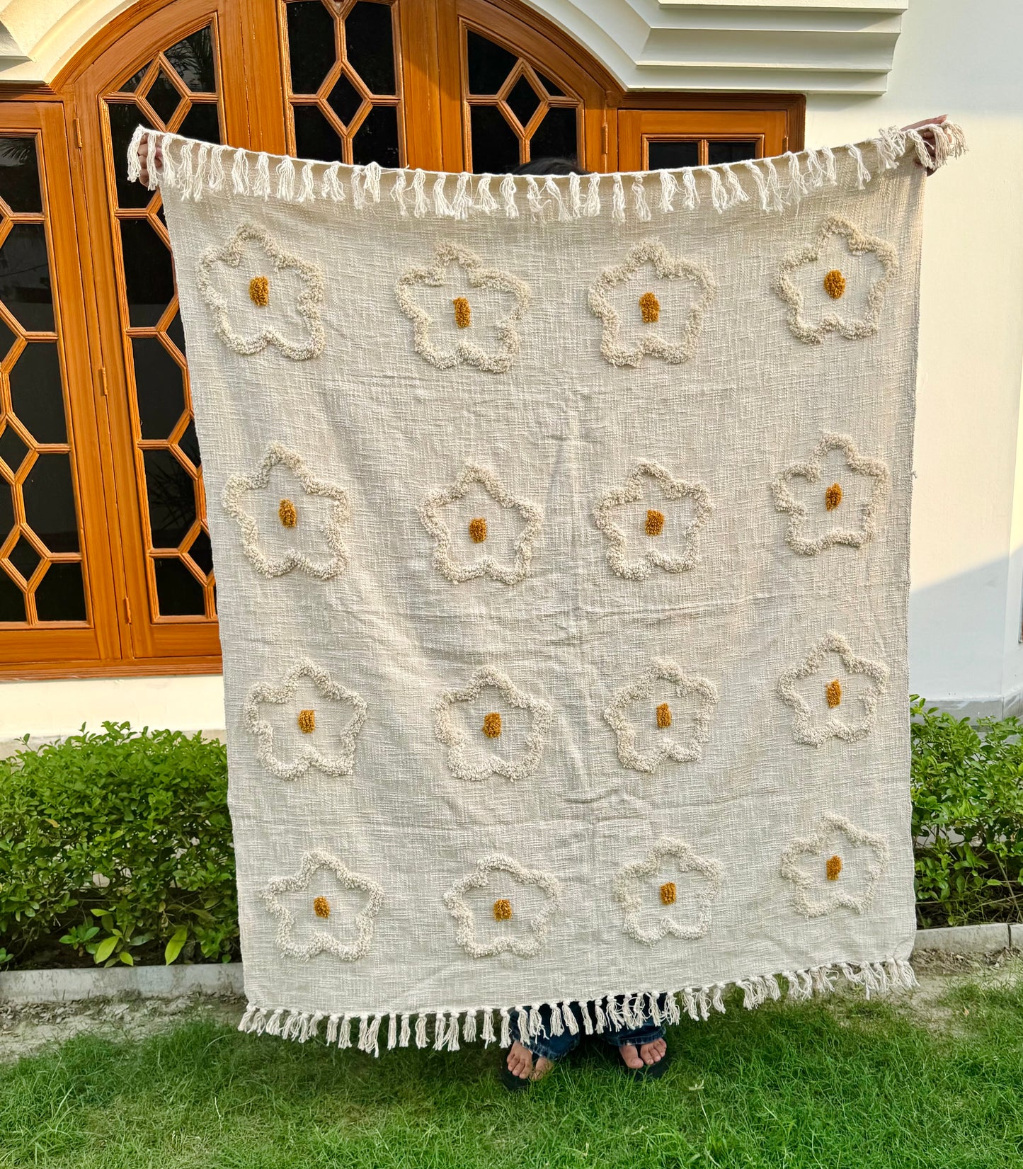 Floral Tufted Sofa Throw