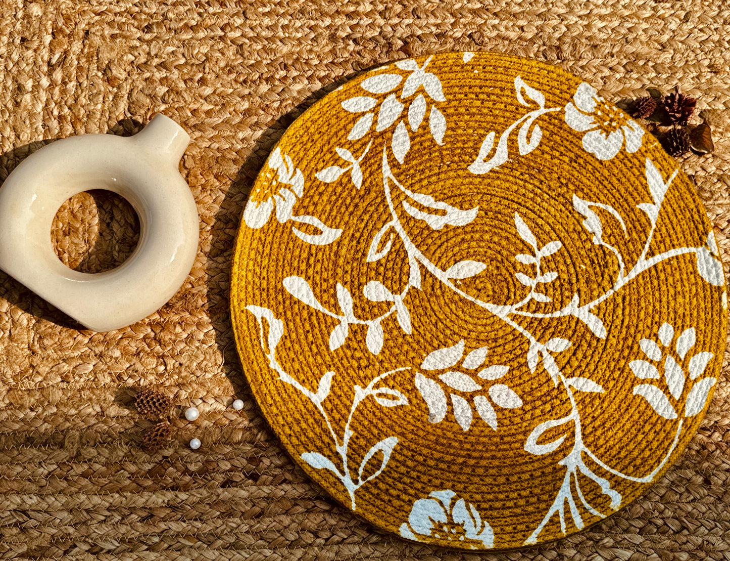 Golden bloom (mustard color printed placemat)