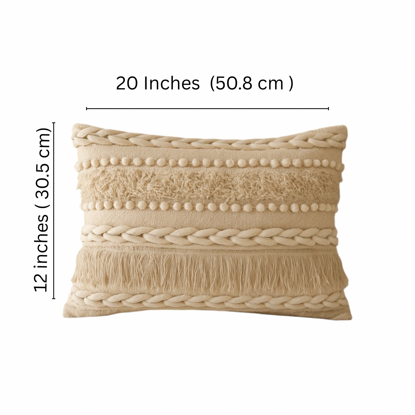 Artisan Lumbar cushion cover with hidden zipper and boho design