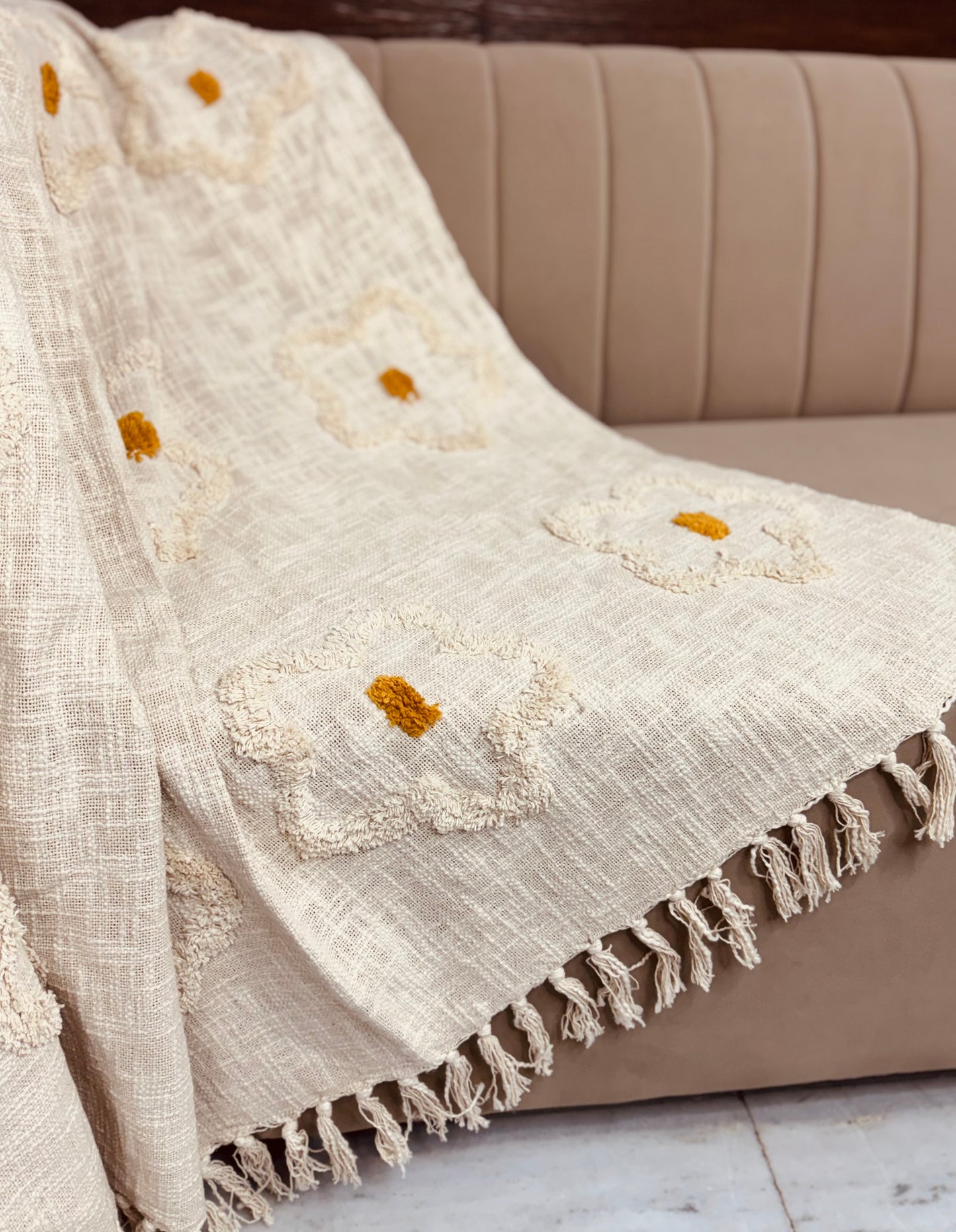 Floral Tufted Sofa Throw